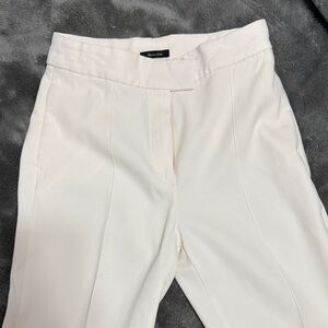 Massimo Dutti Cream High-Waist Tailored Trousers